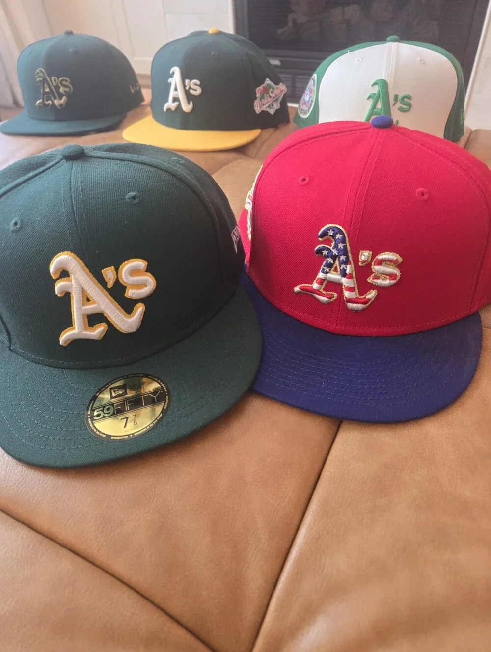 Lot Of 11 Oaklnad Athletics New Era 5950 MLB Baseball Hats Rare  Size 7 7/8